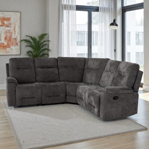 Recliner Corner Sofa - Fabric Grey